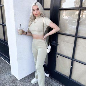 Nasty Gal This is Knit Wide Leg Pant Set